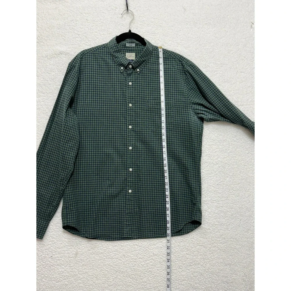 J. Crew Slim Fit Green Navy Gingham Button Down Shirt Mens XL Cotton‎